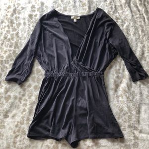 Open-front bluish grey romper